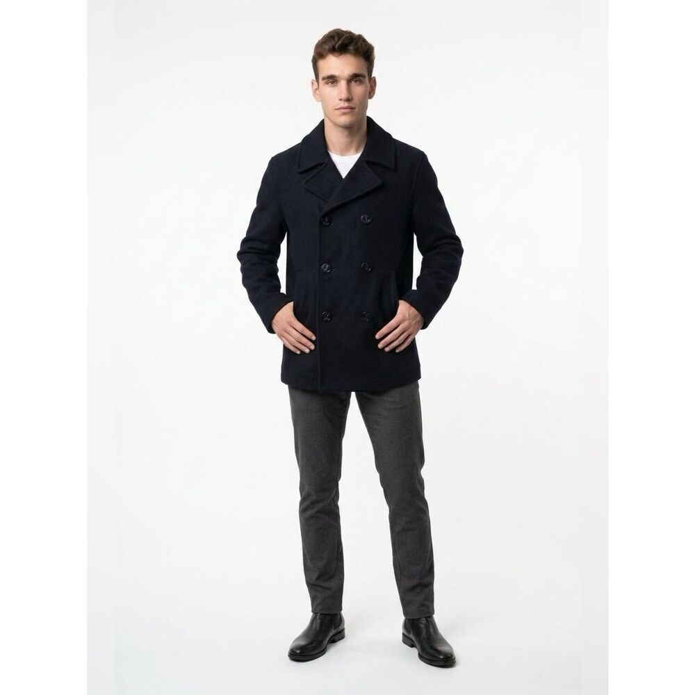 BLACK PEACOAT BY OLD NAVY MEDIUM EXCELLENT CONDITION
